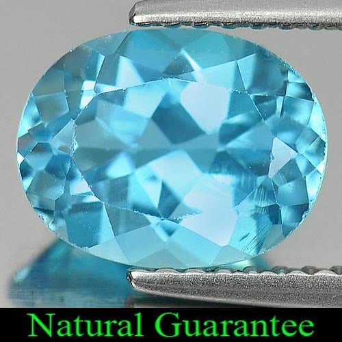 Natural Swiss Blue Topaz 2.39 Ct. Oval Shape 9.2 x 7.2 Mm Gemstone From Brazil: Product ID: 807162551 Product Name: Natural Blue Topaz Weight: 2.39 CT. Size: 9.2 x 7.2 x 5 MM. Shape: Oval Color: Swiss Blue Clarity:VSI Luster: Good Gems Origin: Brazil Treatment: Treated Crystal St