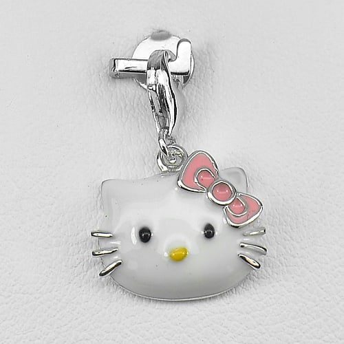 925 Sterling Silver Pendant Jewelry White Gold Plated Kitty Enamel Design 1.85 G.: Product ID: 281330074 Product Name: Natural Fashion Jewelry Weight: 1.85 CT. Size: 22 x 15 Mm. MM. Shape: Kitty Color: White, Pink, Yellow Clarity:None Luster: Good Gems Origin: Thailand Treatment: No
