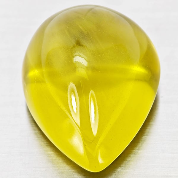 Natural Yellow Lemon Quartz 103.34 Ct. Pear Cabochon Shape 32 x 25 Mm Gemstone From Brazil (1 of 3)
