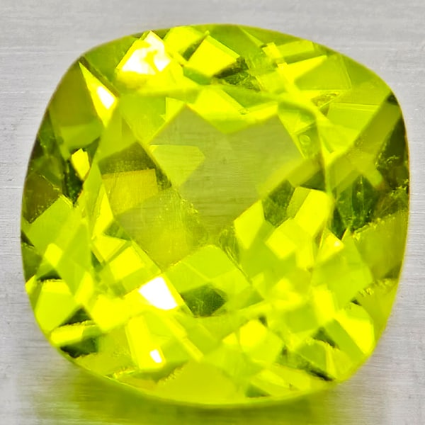 Natural Green Peridot 1.51 Ct. Cushion Shape 7.1 Mm. Gemstone From Pakistan (1 of 3)