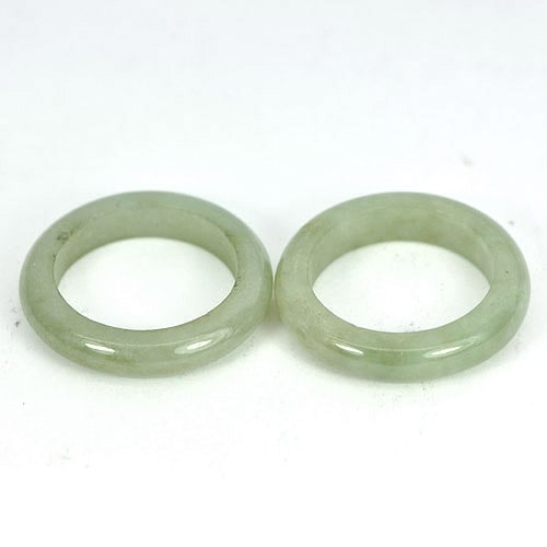 Natural Green Jade Ring 22.41 Ct. 2 Pcs. Round Shape 5.5 Mm Gemstone (1 of 3)