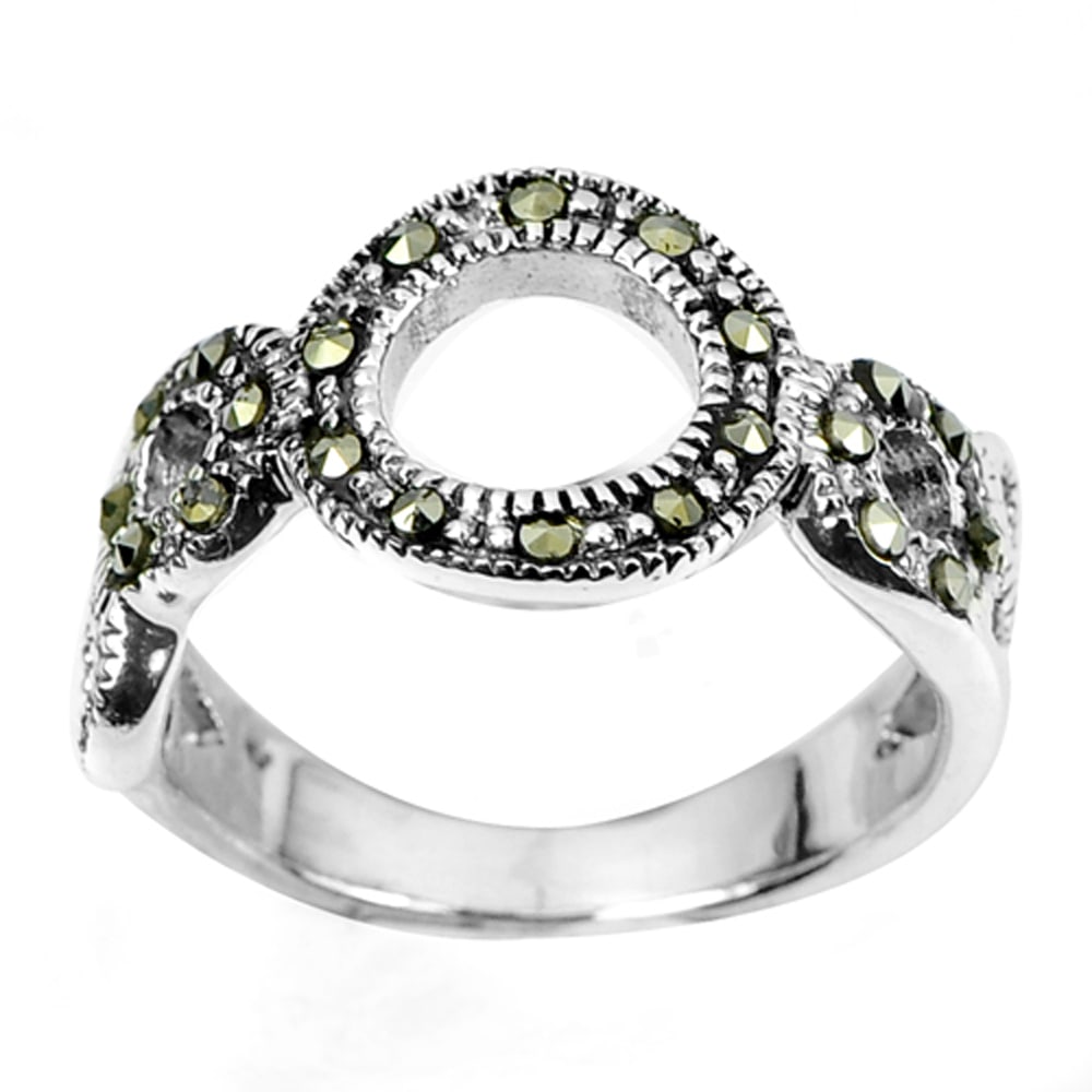 925 Sterling Silver Ring Jewelry with Black Marcasite 4.05 Grams Size 6 (1 of 3)