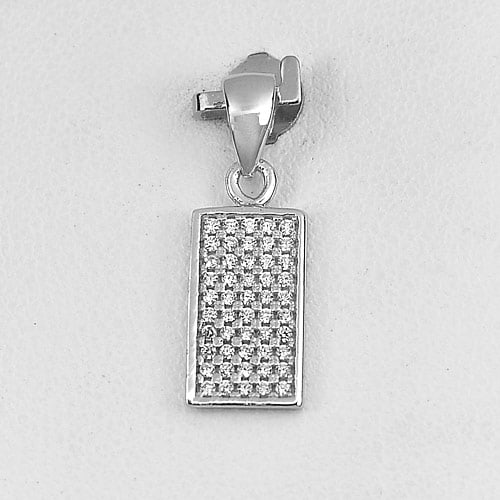 925 Sterling Silver Pendant Jewelry Baguette 1.46 Grams 16.8 x 7.6 Mm. (1 of 3)