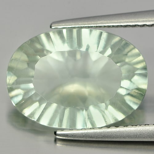 Natural Green Fluorite 5.94 Ct. Oval Concave Cut 14.3 x 10.3 Mm Gemstone from Brazil (1 of 3)