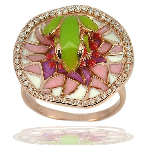 925 Sterling Silver Ring Jewelry Rose Gold Plated Frog Enamel 7.01 Grams Size 9: Product ID: 281210051 Product Type: 925 Sterling Silver Fine Jewelry Jewelry Weight: 7.01 Grams. Ring Size: 9 Resizable(Fee) Gemstones Color: Multi-Color Metal: Solid Silver 92.5%. Gemstone Detail: Gr