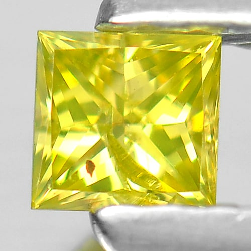 Natural Yellow Diamond 0.16 Ct. Square Princess Cut 3 x 3 Mm. From Bulgium: Product ID: 802103627 Product Name: Natural Enhanced Diamond Weight: 0.16 CT. Size: 3 x 3 x 2 MM. Shape: Square Princess Cut Color: Yellow Clarity:SI1 Luster: Good Gems Origin: Belgium Treatment: Trea