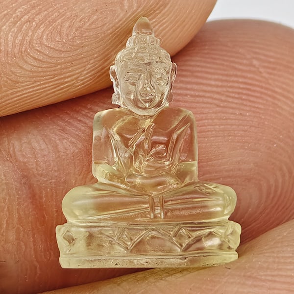 Natural Yellow Quartz Buddha Carving 4.27 Ct. Size 15.4 x 11.3 Mm Gemstone from Brazil (1 of 3)