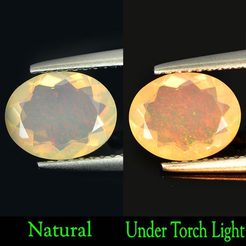 Natural Multi Color Opal 1.07 Ct. Oval Shape 9.1 x 7.1 Mm. Unheated Gemstone: Product ID: 818721572 Product Name: Natural Opal Weight: 1.07 CT. Size: 9.1 x 7.1 x 3.8 MM. Shape: Oval Color: Multi-Color Clarity:Semi - Transparent Luster: Iridescent Gems Origin: Ethiopia Treatment