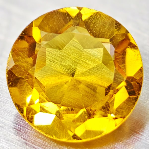 Natural Yellow Citrine 0.92 Ct. Round Shape 7 Mm. Gemstone From Brazil (1 of 3)
