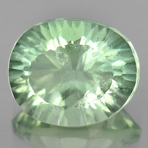 Natural Green Fluorite 5.72 Ct. Oval Concave Cut 12.2 x 10 Mm Gemstone from Brazil (1 of 3)