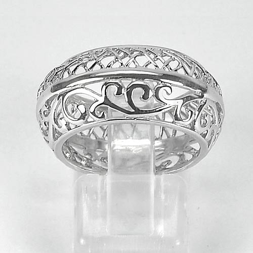 925 Sterling Silver Ring Jewelry White Gold Plated 3.52 Grams Beautiful Design Size 7 (1 of 3)
