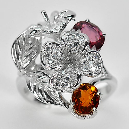 Natural Pink and Yellow Tourmaline 925 Sterling Silver Ring Jewelry 9.22 G. Size 8: Product ID: 200106489 / Product Type: 925 Sterling Silver Fine Jewelry / Jewelry Weight: 9.22 Grams. / Ring Size: 8 Resizable(Fee) / Gemstones Color: Pink / Metal: Solid Silver 92.5%. / Gemstone Detai