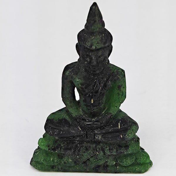 Natural Red Green Ruby in Zoisite 64.20 Ct. Buddha Carving Shape 44 x 29 Mm Gemstone From Madagascar (1 of 3)