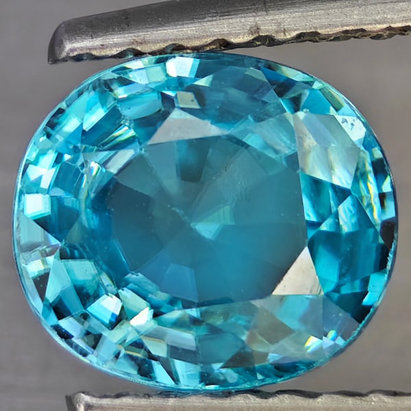 Natural Blue Zircon 1.83 Ct. Oval Shape 7.4 x 6.5 Mm Gemstone from Cambodia (1 of 3)