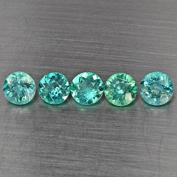 Natural Paraiba Color Apatite 2.67 Ct. 5 Pcs Round Shape 5.2 Mm Gemstones From Tanzania: Product ID: 800613762 Product Name: Natural Apatite Weight: 2.67 CT. Size: 5.2 x 5.2 x 3.7 MM. Shape: Round Color: Paraiba Color Clarity:SI1 Luster: Good Gems Origin: Tanzania Treatment: Unheated Crys
