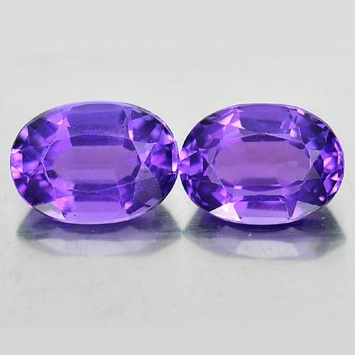 Natural Purple Amethyst 1.60 Ct. 2 Pcs. Oval Shape 7 x 5.2 Mm. Gemstones From Brazil: Product ID: 800323005 Product Name: Natural Amethyst Weight: 1.60 CT. Size: 7 x 5.2 x 3.7 MM. Shape: Oval Color: Purple Clarity:VVS - VSI Luster: Good Gems Origin: Brazil Treatment: Unheated Crystal S