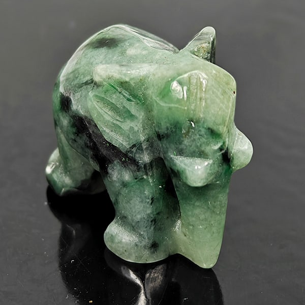 Natural Green Jade 58.40 Ct. Elephant Carving Shape 17 x 30 Mm Gemstone from Thailand (1 of 3)