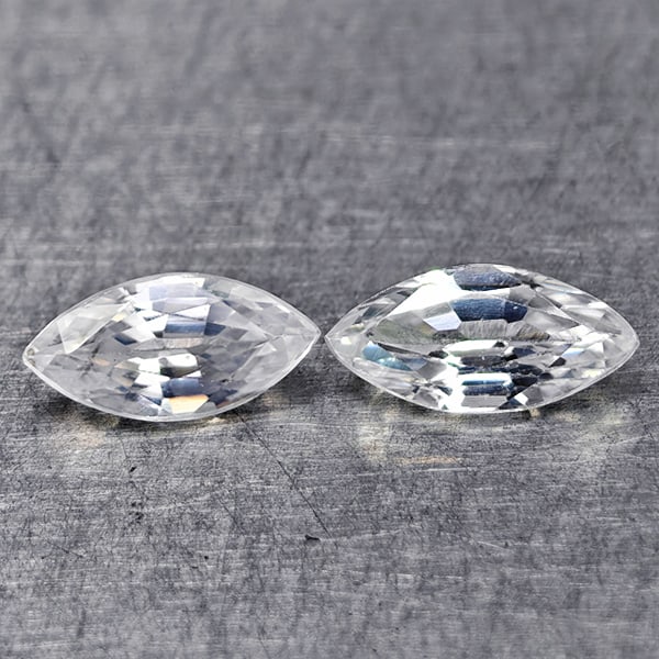 Natural White Zircon 1.29 Ct. 2 Pcs. Marquise Shape 5.7 Mm Gemstones From Cambodia: Product ID: 807742919 Product Name: Natural Zircon Weight: 1.29 CT. Size: 5.7 x 3.6 x 2.6 MM. Shape: Marquise Shape Color: White Clarity:VSI Luster: Good Gems Origin: Cambodia Treatment: Heated Crysta