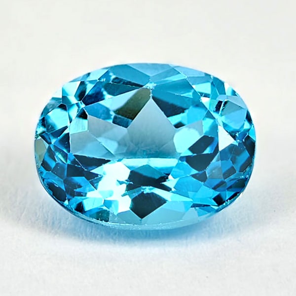 Natural Swiss Blue Topaz 2.60 Ct. Oval Shape 9 x 7 Mm. Gemstone From Brazil (1 of 3)