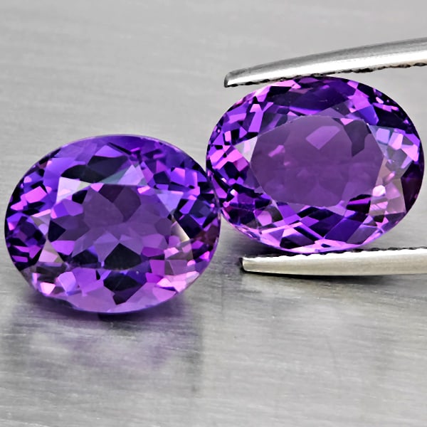 Natural Purple Amethyst 8.49 Ct. 2 Pcs. VVS Oval Shape 10.5 x 9.4 Mm. Gemstone From Brazil (1 of 3)