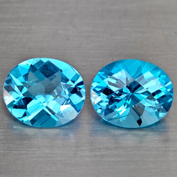Natural Swiss Blue Topaz 2.18 Ct. 2 Pcs. VVS Oval Shape 7.3 x 6.1 Mm. Gemstone from Brazil (1 of 3)