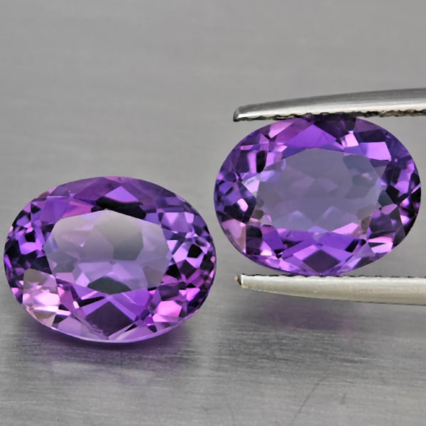 Natural Purple Amethyst 7.31 Ct. 2 Pcs. VVS Oval Shape 11.1 x 8.4 Mm. Gemstone From Brazil (1 of 3)