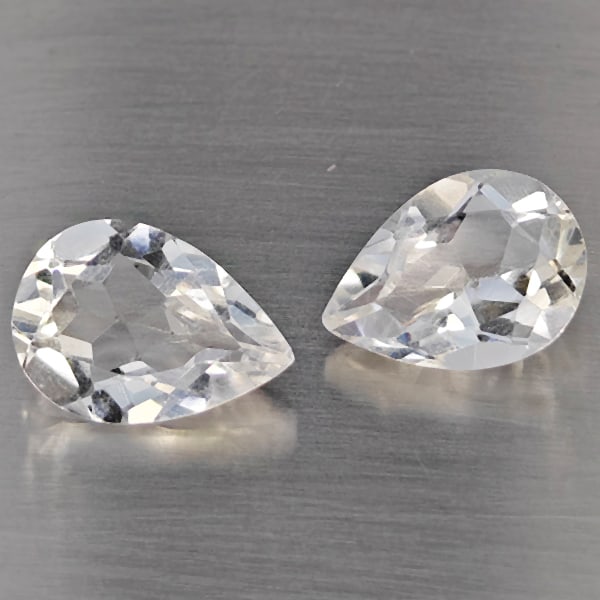 Natural White Quartz 3.15 Ct. 2 Pcs Pear Shape 9.8 x 7.3 Mm Gemstone from Brazil (1 of 3)