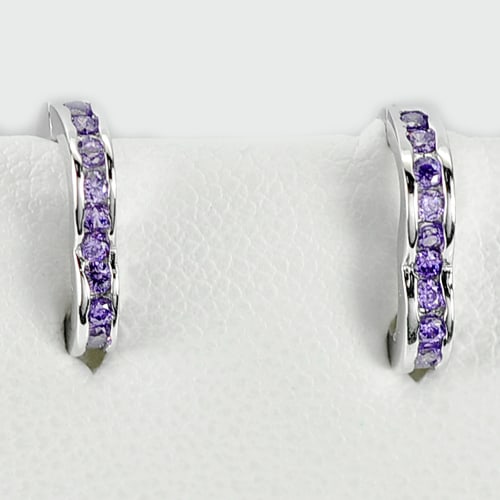 925 Sterling Silver Earrings Jewelry Size 12 x 2 Mm. 1.80 Grams: Product ID: 280520201 Product Type: 925 Sterling Silver Fine Jewelry Jewelry Weight: 1.80 Grams. Gemstones Color: Silver Metal: Solid Silver 92.5%. Gemstone Detail: Round Purple CZ Size 1 x 1 Mm. 22 P