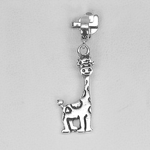 925 Sterling Silver Pendant Jewelry Lovely Giraffe Design 1.41 Grams (1 of 3)