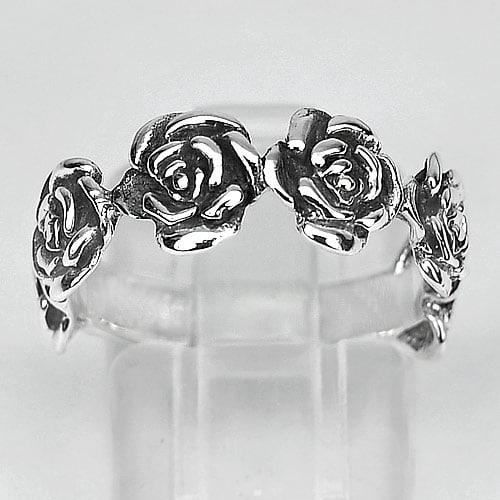 925 Sterling Silver Ring Jewelry Size 8 Rose Flower Design (1 of 3)