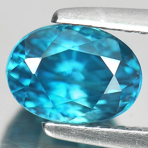 Natural Blue Zircon 2.36 Ct. Clean Oval Shape 7.5 x 5.6 Mm. Gemstone From Cambodia (1 of 3)