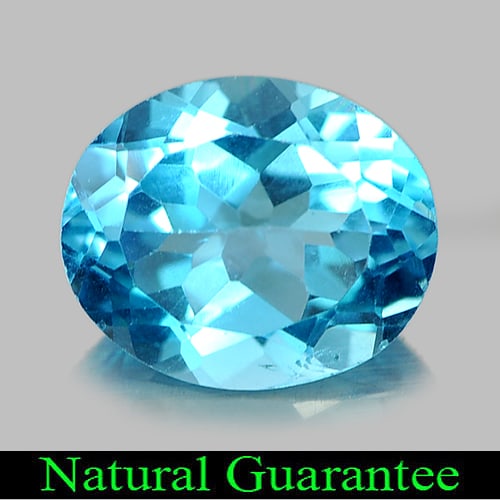 Natural Swiss Blue Topaz 5.46 Ct. Oval Shape 12 x 10 Mm. Gemstone From Brazil: Product ID: 807161186 Product Name: Natural Blue Topaz Weight: 5.46 CT. Size: 12 x 10 x 6.3 MM. Shape: Oval Color: Swiss Blue Clarity:VSI Luster: Good Gems Origin: Brazil Treatment: Treated Crystal St