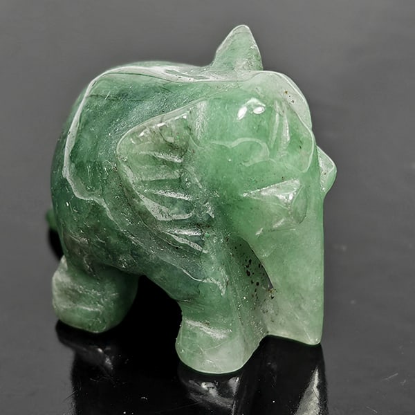 Natural Green Jade 64.62 Ct. Elephant Carving Size 18 x 29 Mm Gemstone From Thailand (1 of 3)
