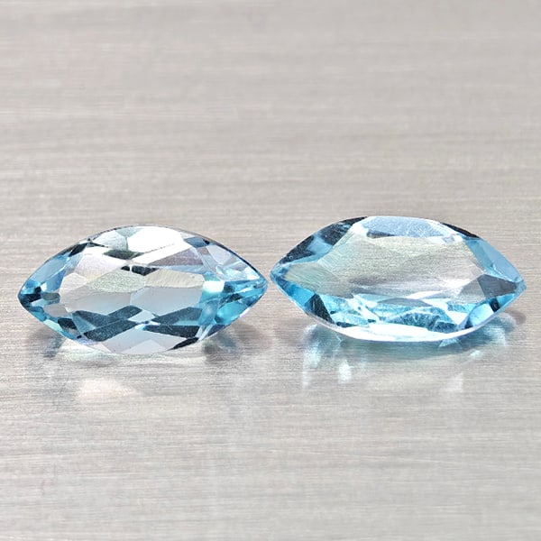 Natural Swiss Blue Topaz 2.66 Ct. 2 Pcs Marquise Shape 9.7 x 5 Mm Gemstones From Brazil (1 of 3)