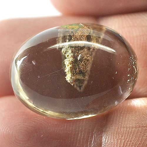 Natural White Brown Moss Quartz 38.42 Ct. Oval Cabochon Shape 24 x 17.8 Mm Gemstone From Thailand (1 of 3)