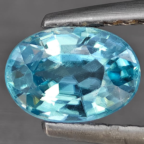 Natural Blue Zircon 1.38 Ct. Oval Shape 7.2 x 5.2 Mm Gemstone from Cambodia (1 of 3)