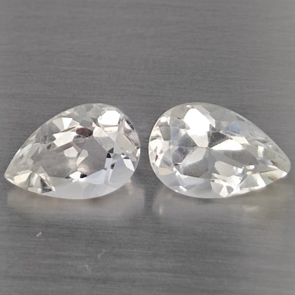 Natural White Quartz 2.71 Ct. 2 Pcs Pear Shape 9.2 x 6.2 Mm Gemstone from Brazil (1 of 3)