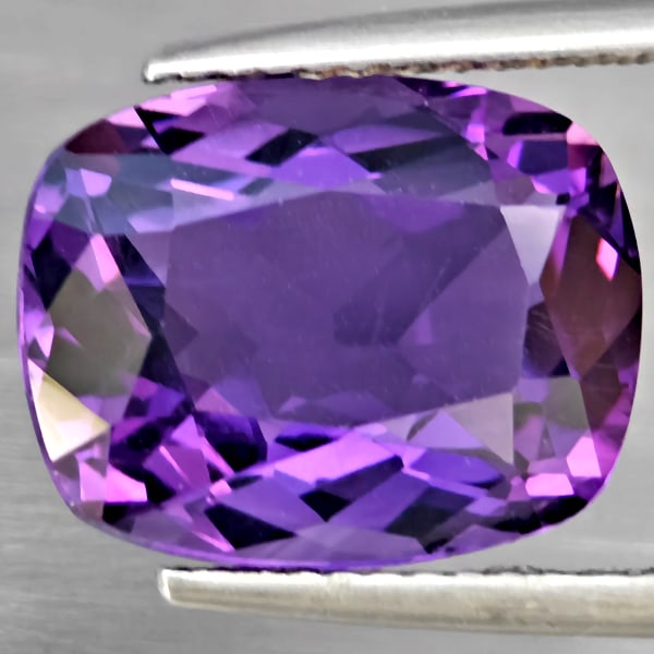 Natural Purple Amethyst 5.53 Ct. VVS Cushion Shape 13 x 10.3 Mm. Gemstone From Brazil (1 of 3)