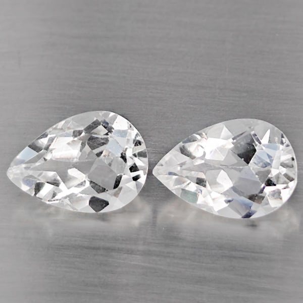 Natural White Quartz 3.65 Ct. 2 Pcs Pear Shape 10 x 7 Mm Gemstone from Brazil (1 of 3)