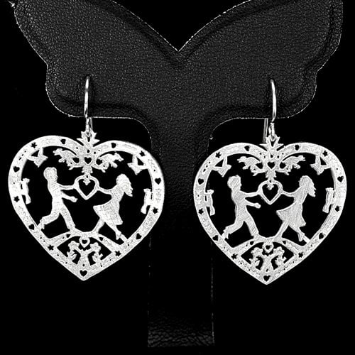 925 Sterling Silver Earrings Jewelry Heart Design 6.42 G. (1 of 3)