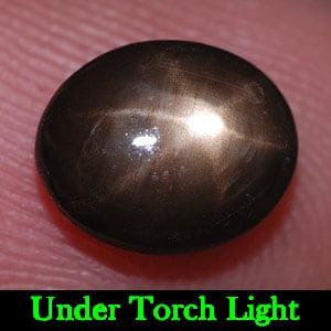 Natural Black Star Sapphire 2.53 Ct. Oval Cabochon Shape 8.6 x 6.9 Mm Gemstone from Thailand: Product ID: 806135357 Product Name: Natural Star Sapphire Weight: 2.53 CT. Size: 8.6 x 6.9 x 3.7 MM. Shape: Oval Cabochon Color: Black Clarity:Opaque Luster: Good 6 Rays Star Gems Origin: Thailand Tre
