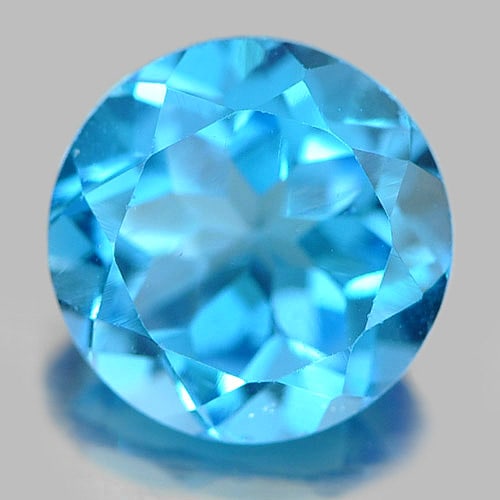 Natural Swiss Blue Topaz 3.13 Ct. Round Shape 9 Mm. Gemstone From Brazil (1 of 3)