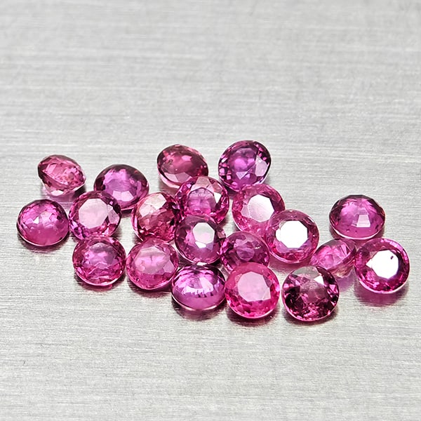Natural Pinkish Red Ruby 1.28 Ct. 20 Pcs Round Shape 2.3 Mm Gemstones from Thailand (1 of 3)