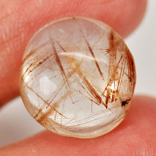 Natural Rutilated Quartz 10.22 Ct. Oval Cabochon Shape 15 x 14.2 Mm. Unheated Gemstone (1 of 3)