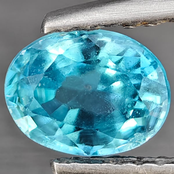 Natural Blue Zircon 1.30 Ct. Oval Shape 6.8 x 5.2 Mm Gemstone from Cambodia (1 of 3)