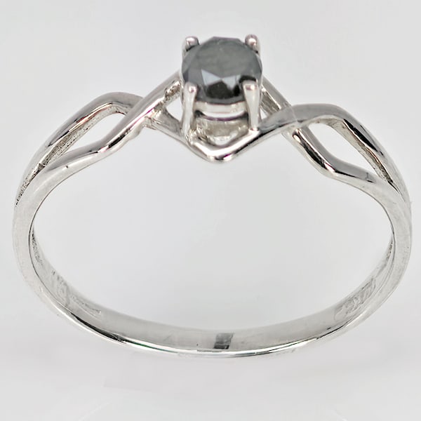 925 Sterling Silver Ring Jewelry 1.14 Grams With Natural Diamond 0.22 Ct. Size 6.5 (1 of 3)