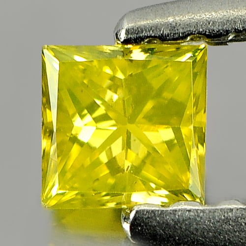 Natural Yellow Diamond 0.18 Ct. Square Princess Cut 3.2 x 3.2 x 2.2 Mm. From Belgium (1 of 3)