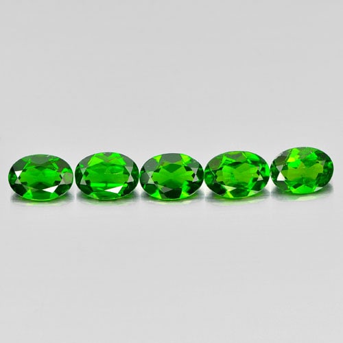 Natural Green Chrome Diopside 3.87 Ct. 5 Pcs. Oval Shape 7 x 5 Mm. Gemstones (1 of 3)