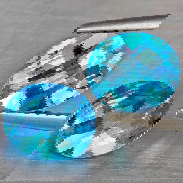 Natural Swiss Blue Topaz 2.24 Ct. 2 Pcs Oval Shape 7.4 x 6.2 Mm Gemstone from Brazil (1 of 3)