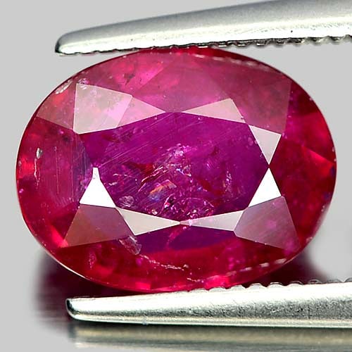 Natural Purplish Red Ruby 3.11 Ct. Oval Shape 10.1 x 8.7 Mm Gemstone from Mozambique (1 of 3)